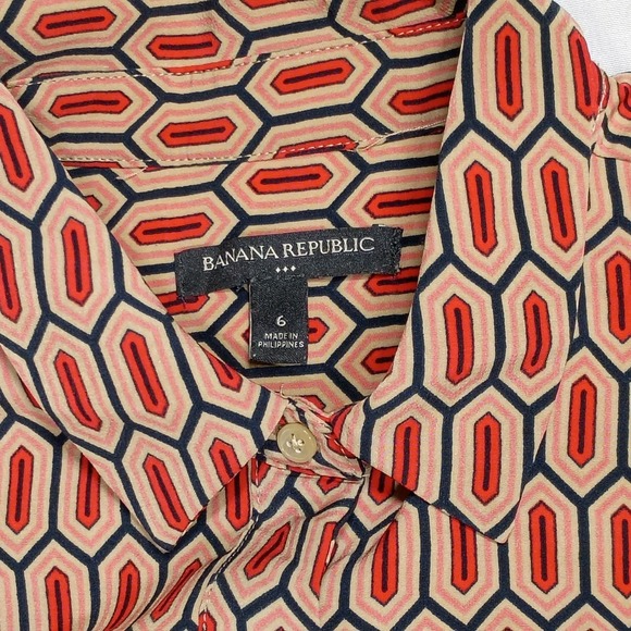 Banana Republic Shirt Dress Red Belted Split Bell Sleeves Size 6 Preppy Corpcore - Picture 11 of 12